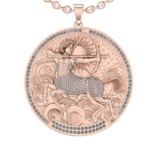 1.96 Ctw VS/SI1 Diamond 14K Rose Gold Zodiac sign theme Necklace (ALL DIAMO