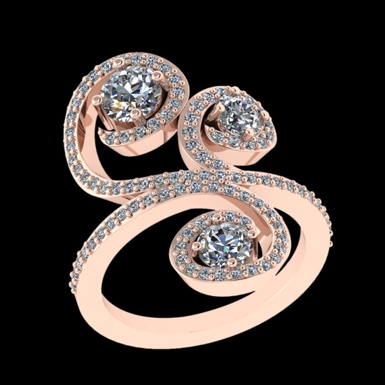 1.65 Ctw VS/SI1 Diamond Prong Set 10K Rose Gold Engagement Ring (ALL DIAMON