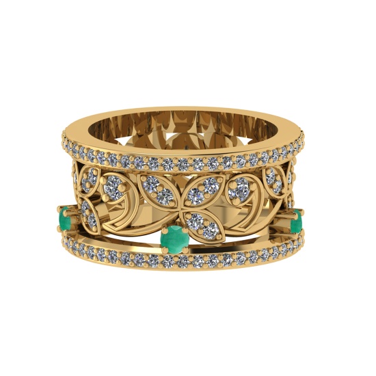1.79 Ctw VS/SI1 Emerald and Diamond 14k Yellow Gold Engagement Ring (ALL DI