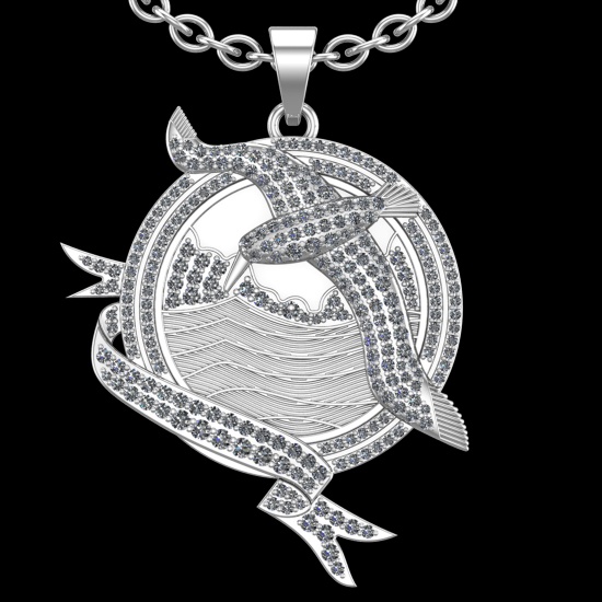 1.91 Ctw VS/SI1 Diamond 10k White Gold Birds theme Pendant (ALL DIAMOND ARE