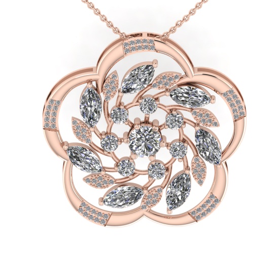 4.15 Ctw VS/SI1 Diamond 14K Rose Gold Necklace (ALL DIAMOND ARE LAB GROWN )