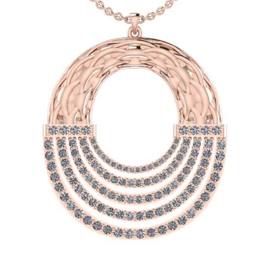 1.00 Ctw VS/SI1 Diamond Prong Set 14k Rose Gold Pandant (ALL DIAMOND ARE LA