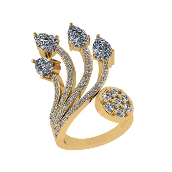 3.25 Ctw VS/SI1 Diamond 14K Yellow Gold Engagement Ring (ALL DIAMOND ARE LA