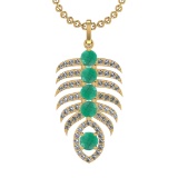 4.60 Ctw VS/SI1 Emerald and Diamond 14k Yellow Gold Pandant (ALL DIAMOND AR