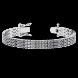 4.92 Ctw VS/SI1 Diamond 14K White Gold 3 Row Bracelet (ALL DIAMOND ARE LAB