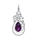 93.13 Ctw SI2/SI1 Amethyst and Diamond Prong Set 14k white Gold Pendant (AL