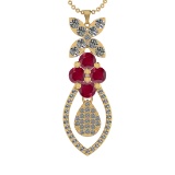 19.90Ctw VS/SI1 Ruby and Diamond 14K Yellow Gold Necklace(ALL DIAMOND ARE L