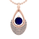 0.80 Ctw VS/SI1 Blue Sapphire and Diamond 14k Rose Gold Engagement Ring