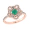 0.92 Ctw VS/SI1 Emerlad and Diamond Prong Set 14K Rose Gold Engagement Ring