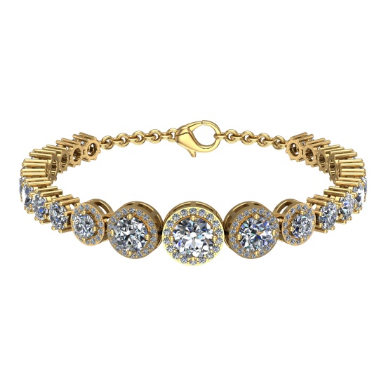 15.03 Ctw SI1/SI2 Diamond 14k Yellow Gold Bracelet (ALL DIAMOND ARE LAB GRO