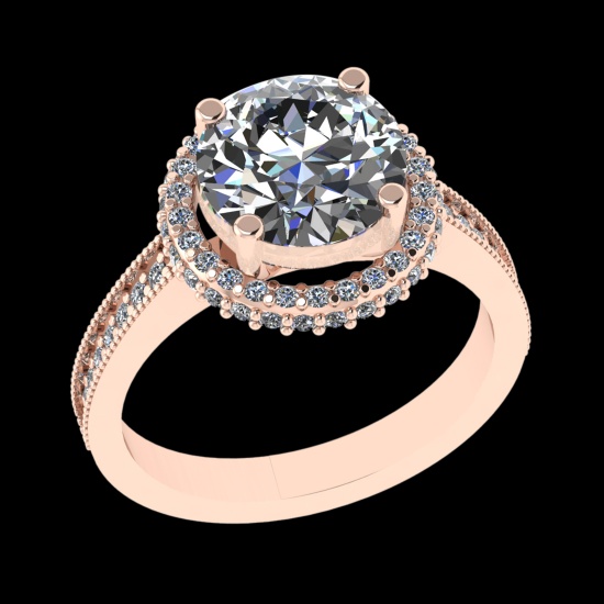 3.29 Ctw VS/SI1 Diamond 10k Rose Gold Engagement Ring (ALL DIAMOND ARE LAB