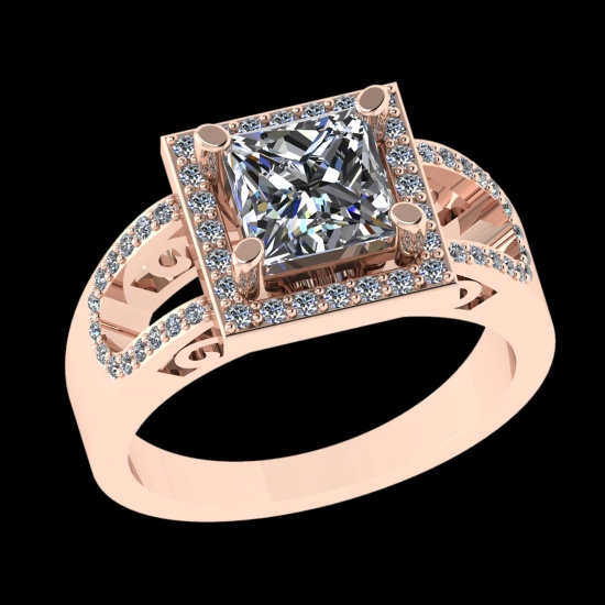 1.15 Ctw VS/SI1 Diamond Style 14 K Rose Gold Engagement Ring (ALL DIAMOND A