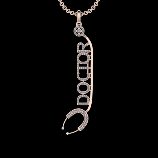 1.24 Ctw VS/SI1 Diamond 10K Rose Gold Veterinary Doctor theme Pendant (ALL