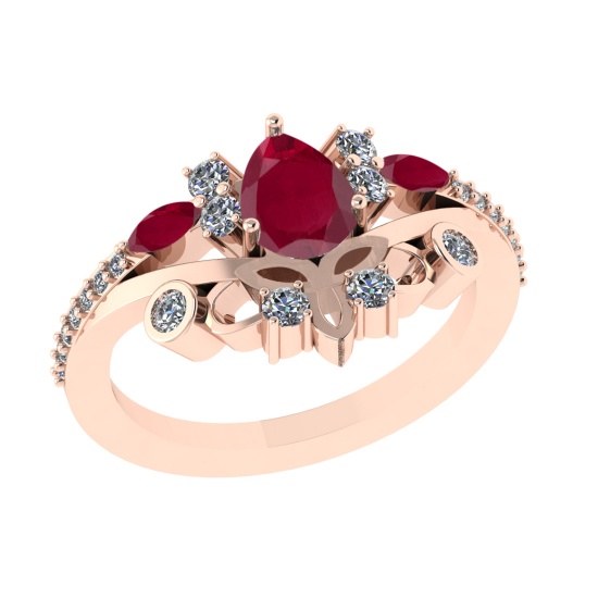 1.75 Ctw VS/SI1 Ruby and Diamond 14k Rose Gold Engagement Ring (ALL DIAMOND