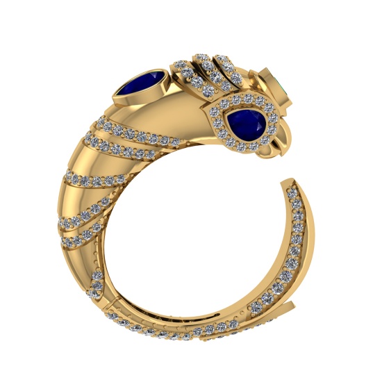 1.82 Ctw VS/SI1 Blue Sapphire and Diamond 14K Yellow Gold Engagement Ring A