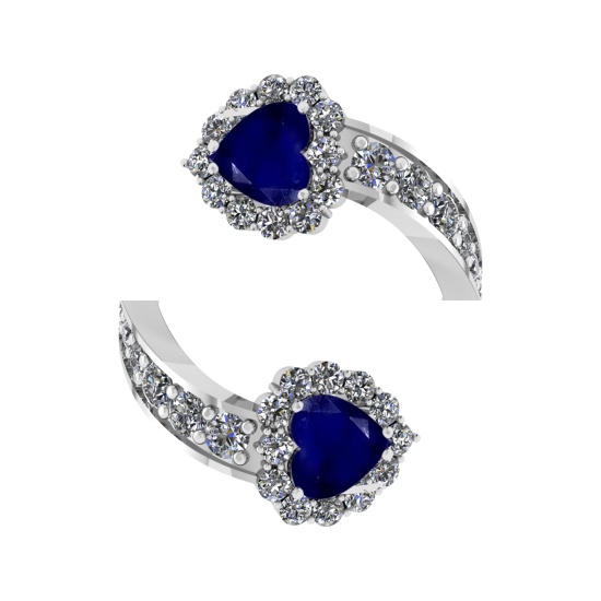 4.24 Ctw VS/SI1 Blue Sapphire and Diamond14K White Gold Engagement Ring