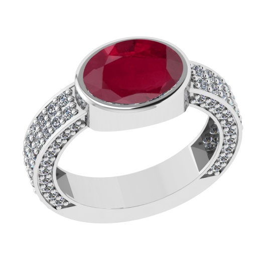 2.96 Ctw VS/SI1 Ruby and Diamond 14k white Gold Engagement Ring (ALL DIAMON