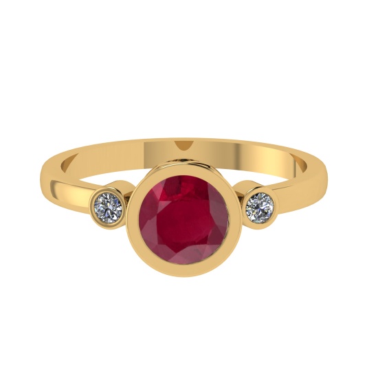 0.91 Ctw VS/SI1 Ruby and Diamond 14k Yellow Gold Engagement Ring (ALL DIAMO