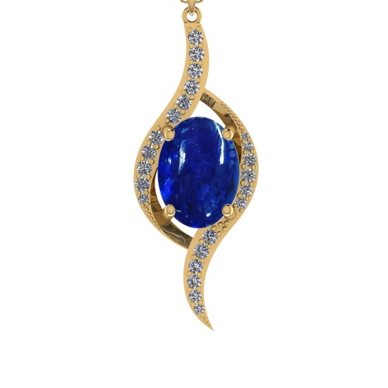 7.93 Ctw SI1/SI2 Tanzanite and Diamond 14k Yellow Gold Pandant (ALL DIAMOND