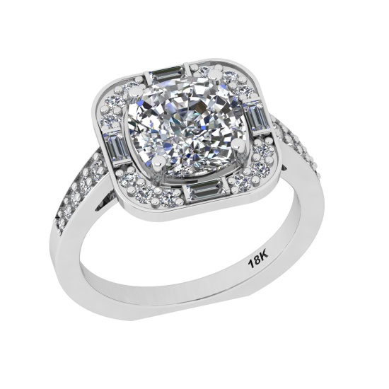 3.05 Ctw VS/SI1 Diamond 14K White Gold Engagement Ring (ALL DIAMOND ARE LAB