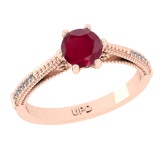 0.90 Ctw VS/SI1 Ruby and Diamond 14k Rose Gold Engagement Ring (ALL DIAMOND