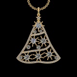 7.66 Ctw VS/SI1 Diamond 10k Yellow Gold Christmas Theme Pandant (ALL DIAMON