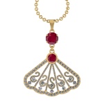 3.33 Ctw VS/SI1 Ruby and Diamond14K Yellow Gold Necklace (ALL DIAMOND ARE L