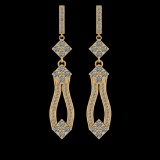 1.56 Ctw VS/SI1 Diamond 10K Yellow Gold Dangling Earrings