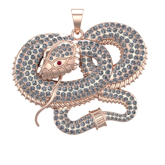 5.35 Ctw VS/SI1 Diamond 14k Rose Gold Snake theme Pendant (ALL DIAMOND ARE