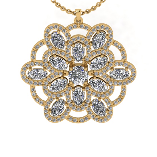 4.28 Ctw VS/SI1 Diamond 14K Yellow Gold Necklace (ALL DIAMOND ARE LAB GROWN
