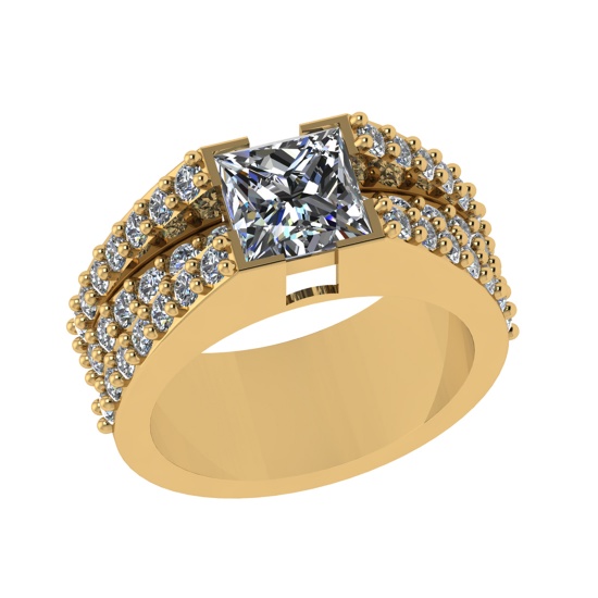 2.90 Ctw SI1/SI2 Diamond 14k Yellow Gold Engagement Ring (ALL DIAMOND ARE L