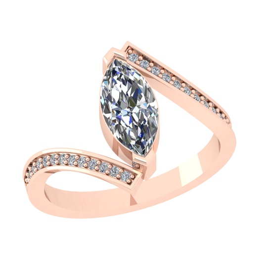 1.13 Ctw VS/SI1 Diamond 14k Rose Gold Engagement Ring (ALL DIAMOND ARE LAB
