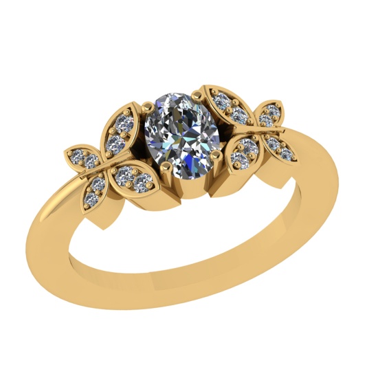 0.92 Ctw VS/SI1 Diamond 14k Yellow Gold Engagement Ring (ALL DIAMOND ARE LA