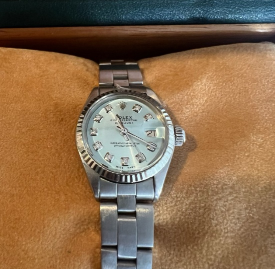 Custom Diamond Dial Stainless Steel Oysterperpetual Rolex Comes with Box &