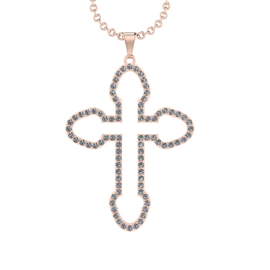 1.17 Ctw VS/SI1 Diamond 14K Rose Gold Necklace (ALL DIAMOND ARE LAB GROWN )