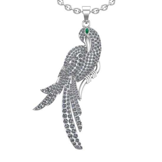 3.65 Ctw SI2/SI1 Diamond 14k White Gold Bird theme Pendant (ALL DIAMOND ARE