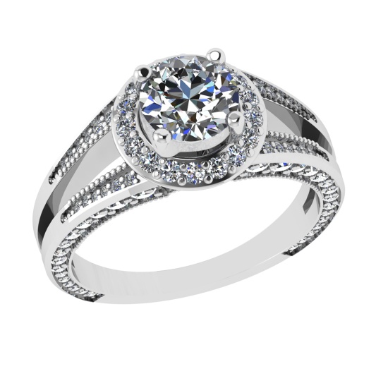 1.50 Ctw VS/SI1 Diamond 14K White Gold Engagement Ring (ALL DIAMOND ARE LAB