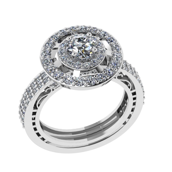 2.13 Ctw VS/SI1 Diamond 14K White Gold Engagement Ring (ALL DIAMOND ARE LAB