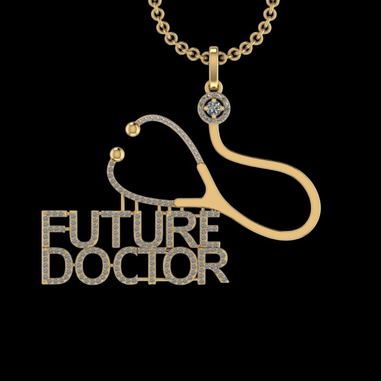 1.52 Ctw VS/SI1 Diamond 10K Yellow Gold Veterinary Doctor theme Pendant (AL