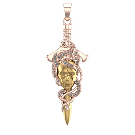 0.25 Ctw VS/SI1 Diamond 14k Rose Gold skull theme Two Tone Pendant (ALL DIA