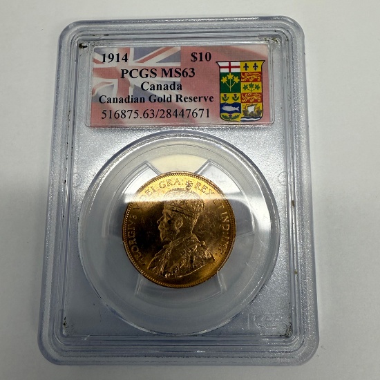 1914 MS63 Canada Gold $10 Canada Gold Reserve PCGS Certified