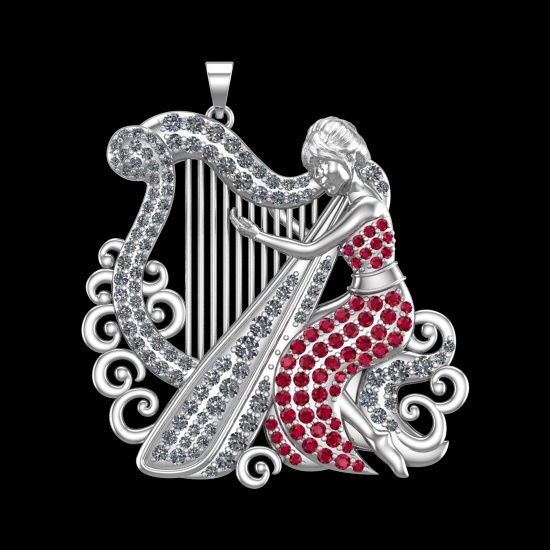 1.47 Ctw VS/SI1 Ruby and Diamond 10k white Gold Pendant (ALL DIAMOND ARE LA