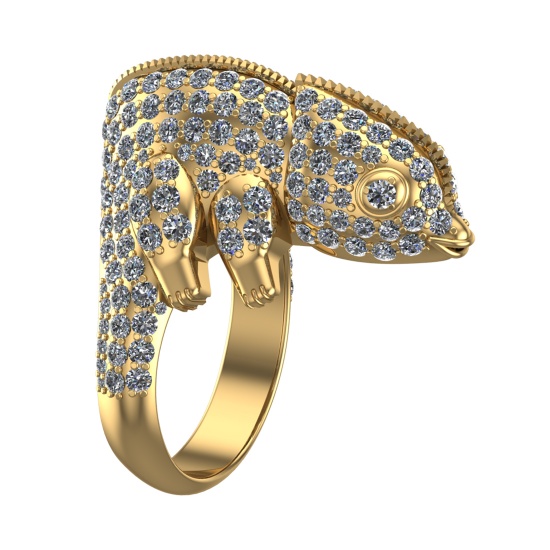 4.59 Ctw SI2/SI1 Diamond Prong Set 14k Yellow Gold Creature animal theme Ri
