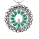 5.86 Ctw VS/SI1 Emerald and Diamond 14k white Gold Pandant (ALL DIAMOND ARE