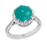 7.07 Ctw I2/I3 Emerald And Diamond 14K White Gold Engagement Ring