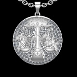 3.86 Ctw VS/SI1 Diamond 10K White Gold Sodiac Sign theme Pendant (ALL DIAMO