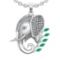 1.99 Ctw VS/SI1 Emerald and Diamond 14k white Gold Animal theme Elephant Pe
