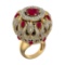 17.72 Ctw VS/SI1 Ruby and Diamond 14k Yellow Gold Engagement Ring (ALL DIAM
