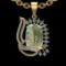 20.43 Ctw VS/SI1 Green Amethyst And Diamond 14K Yellow Gold Necklace( ALL D