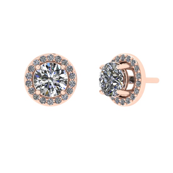 1.18 Ctw VS/SI1 Diamond 14k Rose Gold Stud Earrings (ALL DIAMOND ARE LAB GR